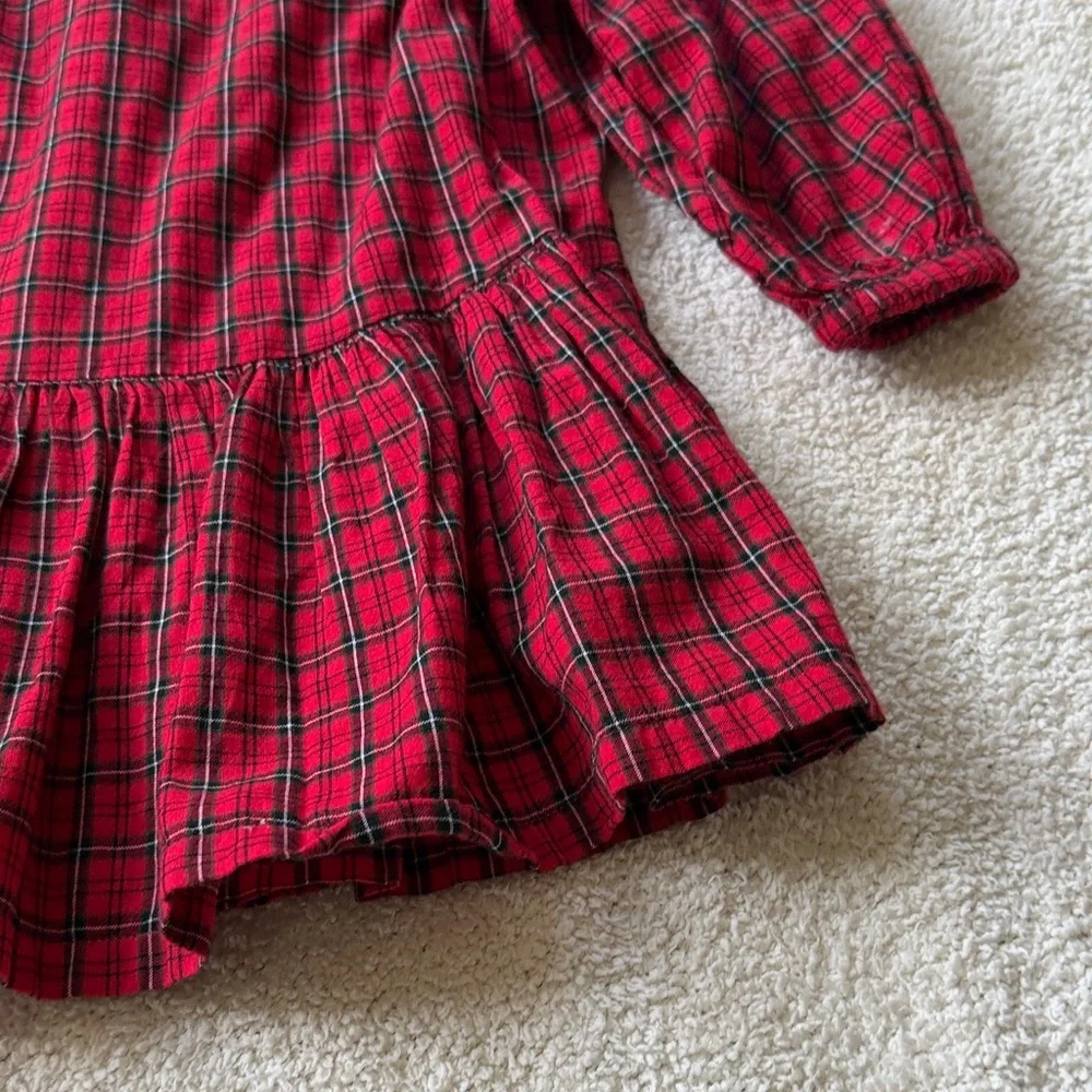 Old Navy Red Plaid Cotton Dress with Peter Pan Collar